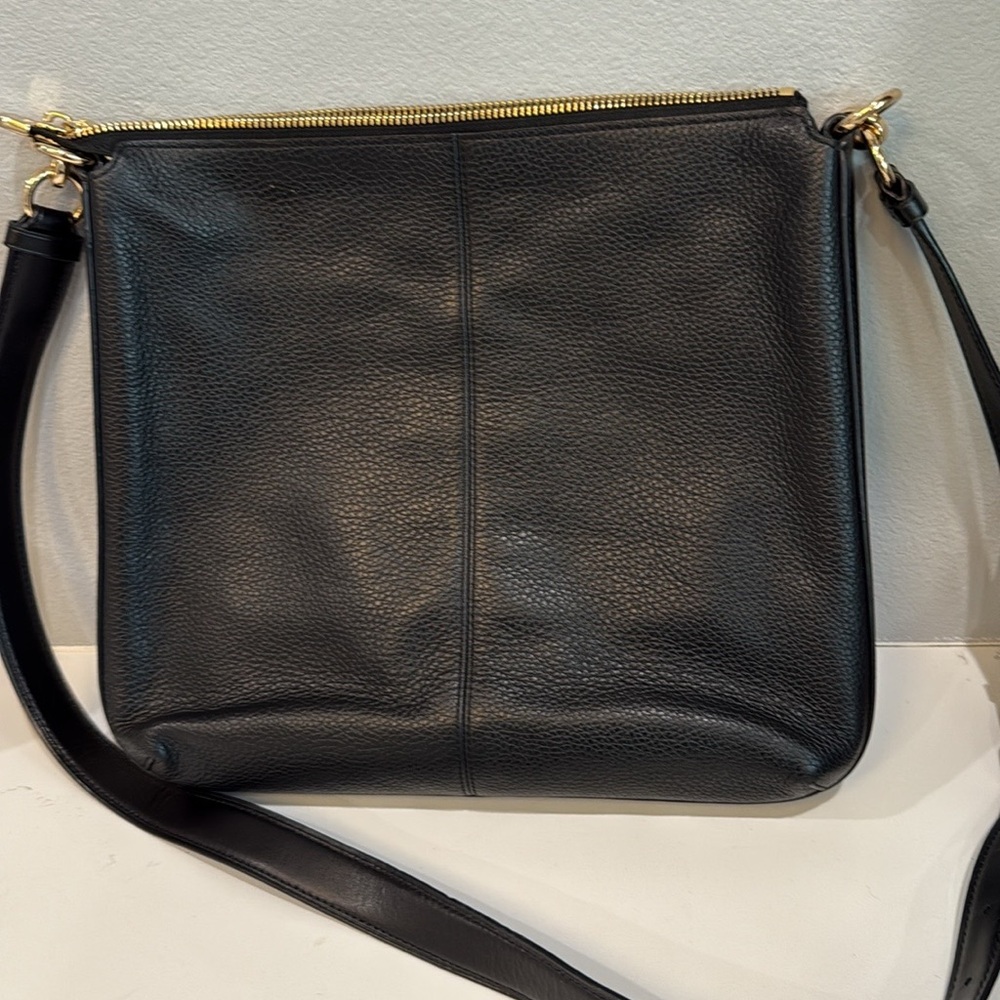 Coach// Black Crossbody Bag with Gold Accents - Picture 4 of 6